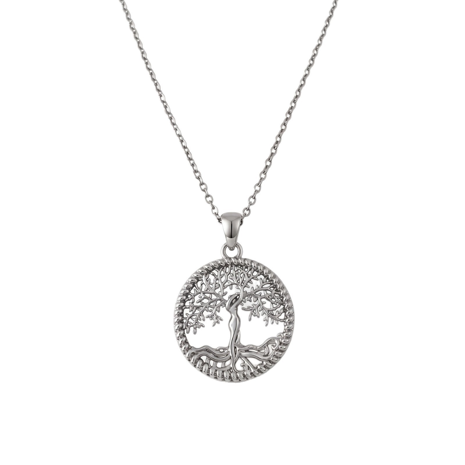 Lebensbaum Damen-Halskette, Silber, durchbrochenes Design, Trendkette