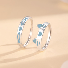 S999 pure silver ring, asymmetric design, couple model