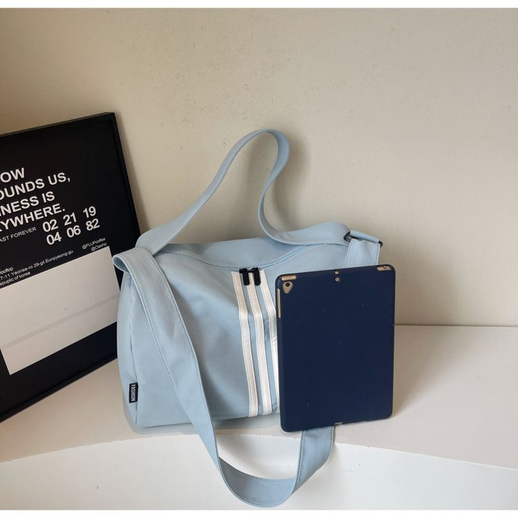 Striped Travel Bag, Large Capacity, Sports Style