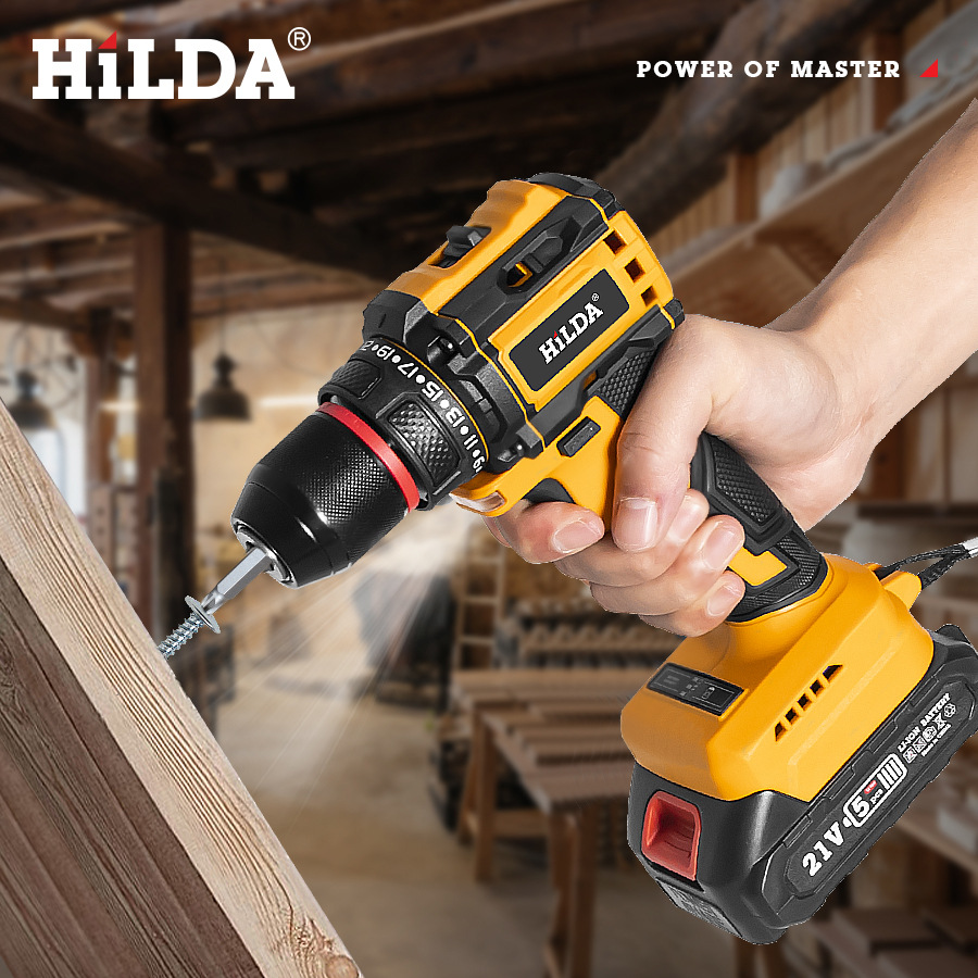 Hilda 21V brushless lithium drill, high torque, bit set