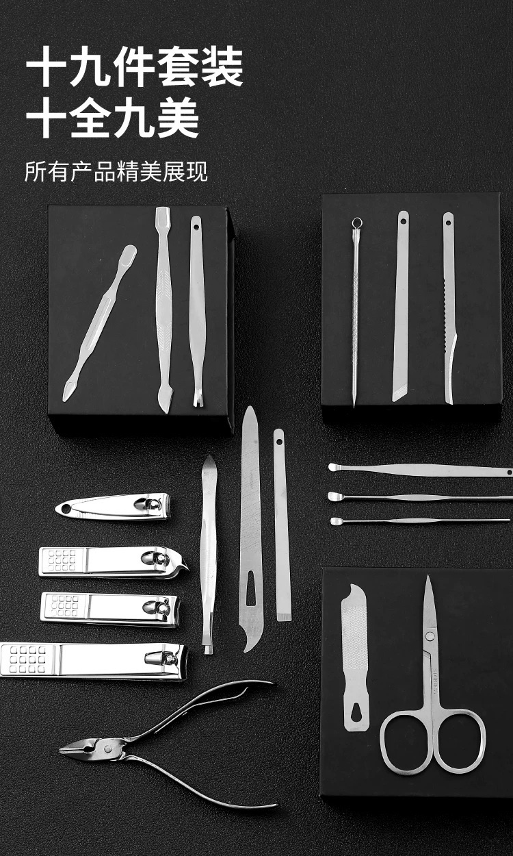 Stainless steel 19-piece nail care kit