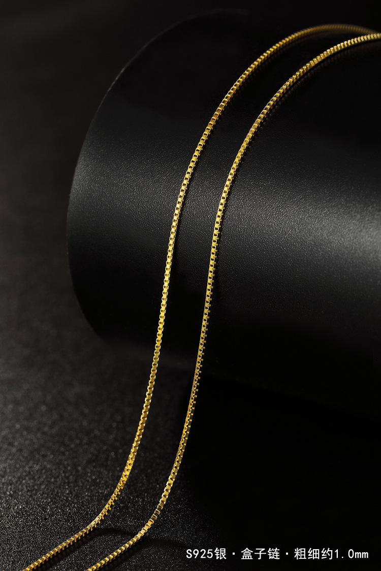 925 sterling silver necklace, thin chain, 18K gold plated