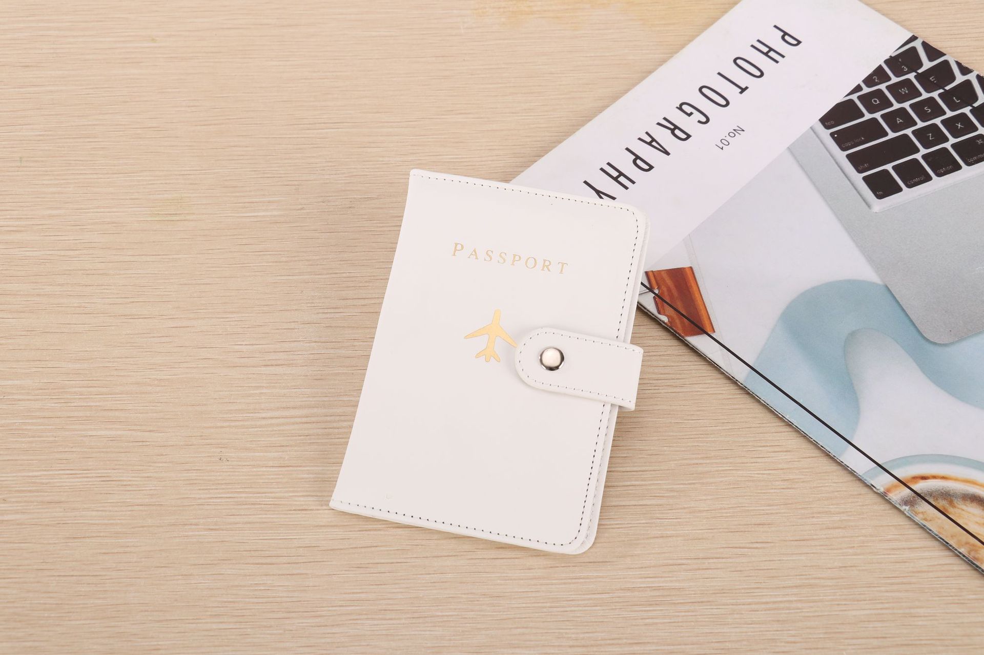 PU leather passport wallet, document storage, multi-card