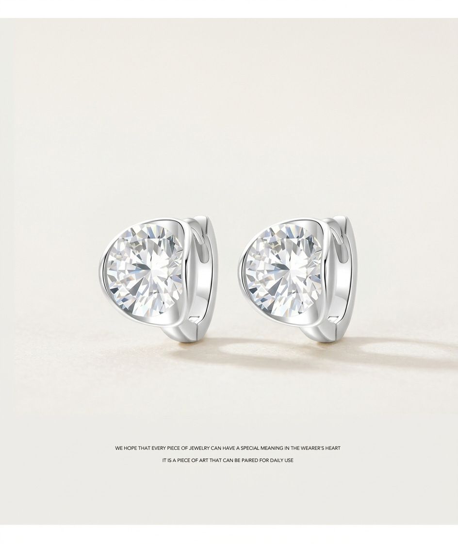 Yüksek kaliteli Moissanite klipsli kadın küpesi, asılı tasarım