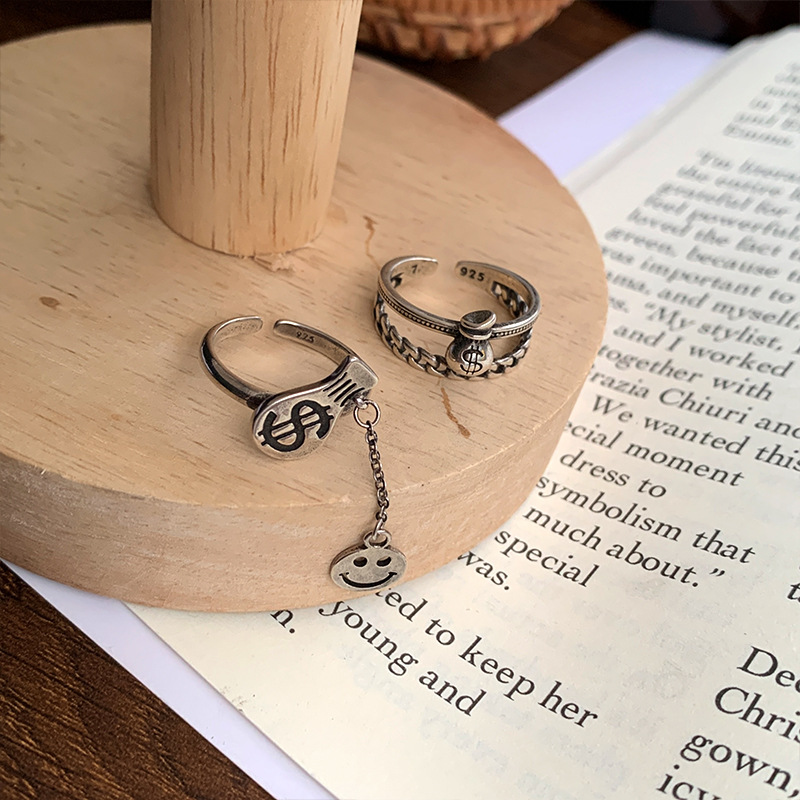 925er Silberring, Piyao, Vintage Offenmunddesign