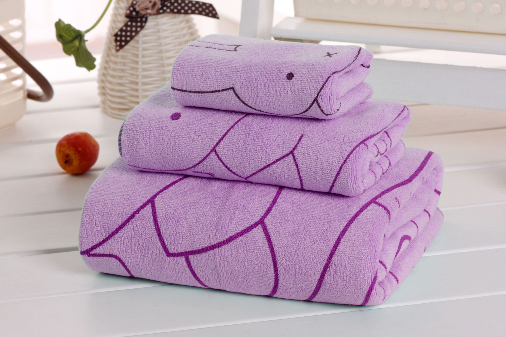 Baskılı banyo havlusu seti, 3 parça, yetişkin unisex