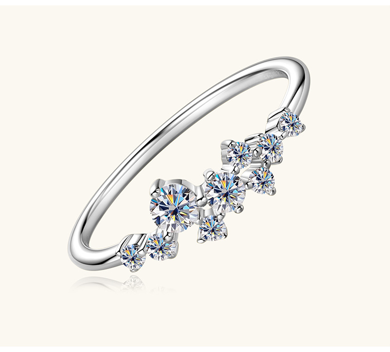Moissanit Ring für Damen mit Sternendesign, Silber