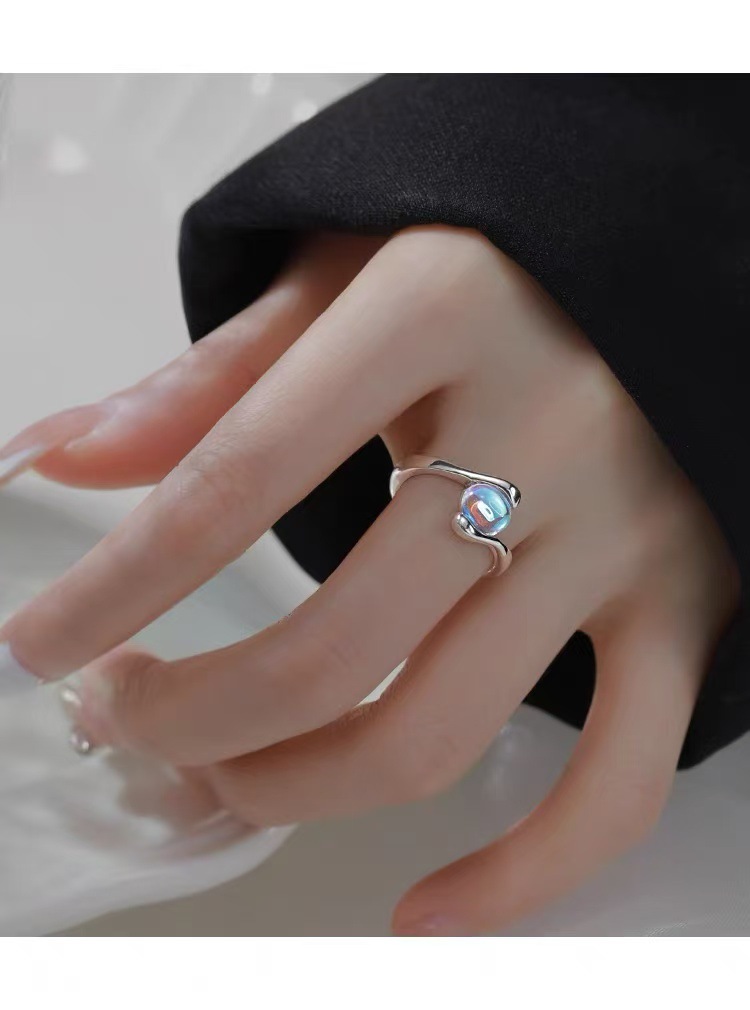 925 sterling silver moonstone ring, adjustable