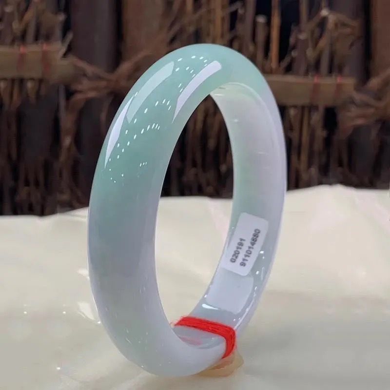 Burmese Grade A jadeite bracelet icy wax green