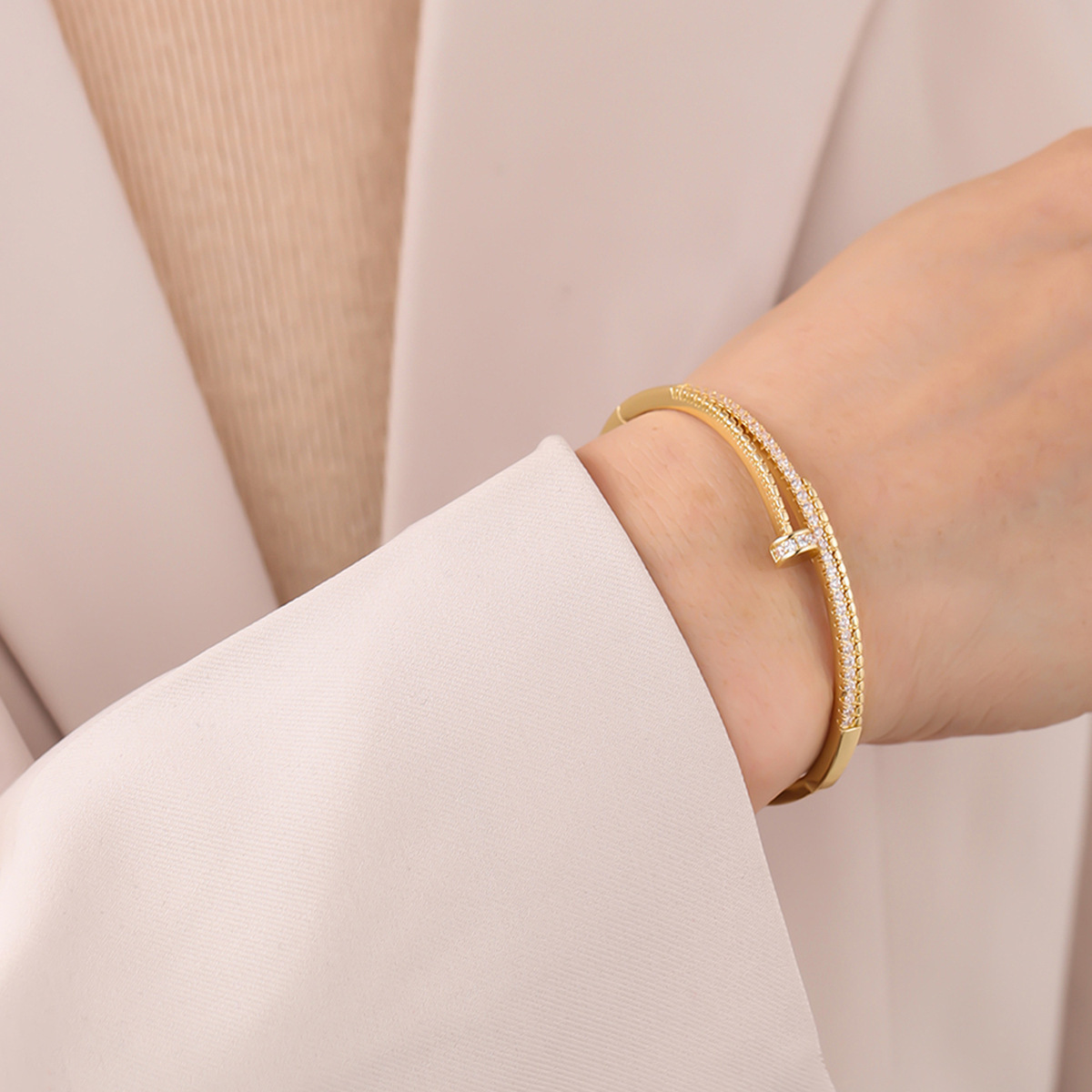 Armband, kupferplattiert, Zirkonia mit Sternenmotiv