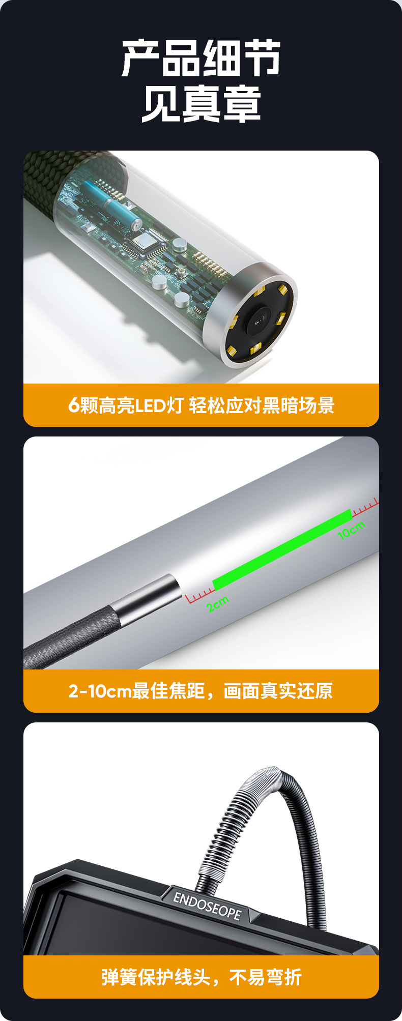 HD pipe inspection camera 4.5 inch screen
