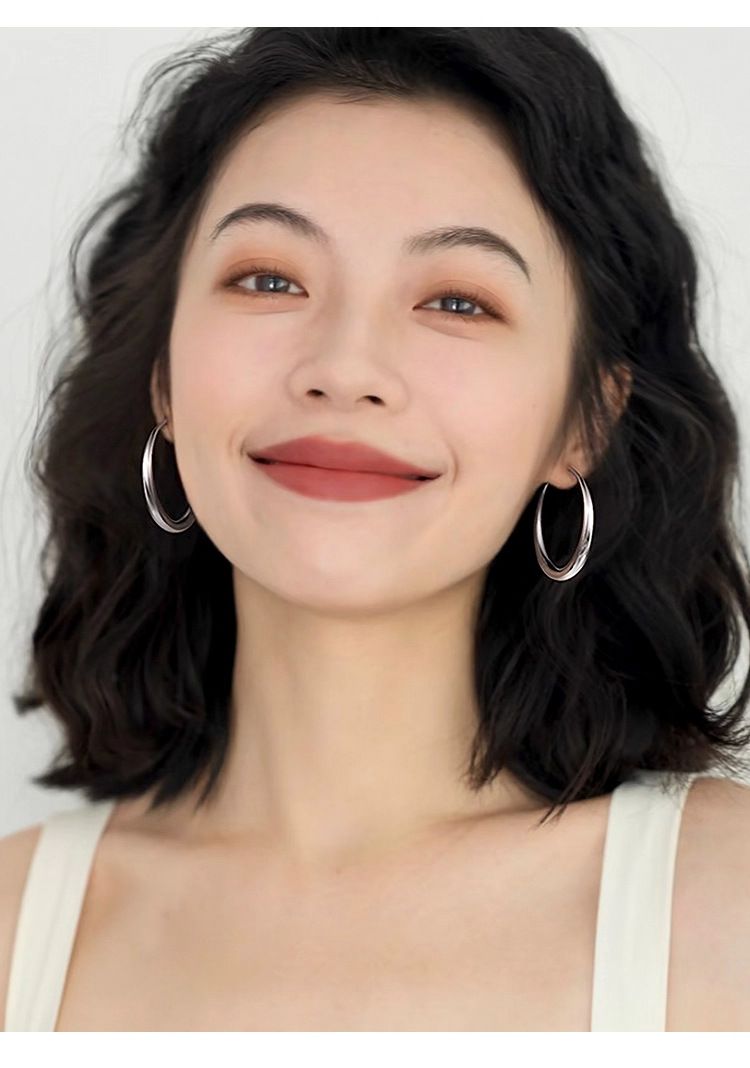 999纯银针圈圈耳环女轻奢高级感耳圈素圈耳夹耳钉大圆圈耳饰批发