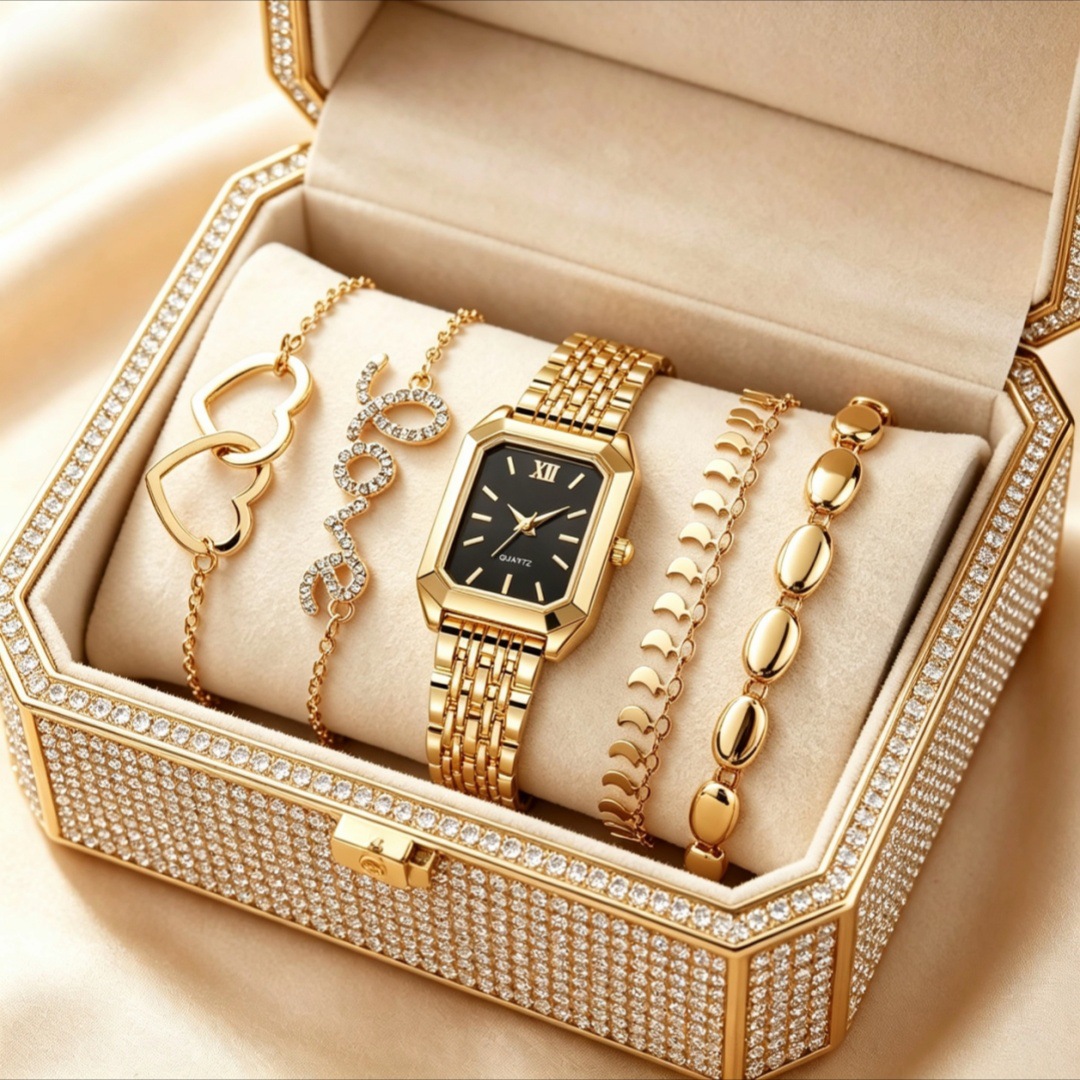 Women's Square Quartz Watch Luxury Steel Strap