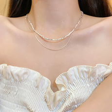 Sexy body chain necklace with silver lock collarbone design