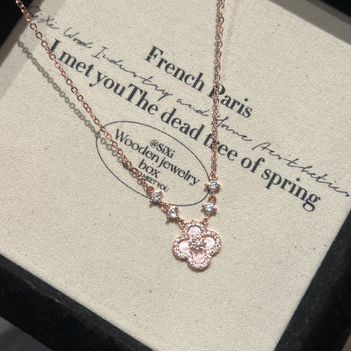 18K gold zircon mother-of-pearl necklace clavicle chain for women