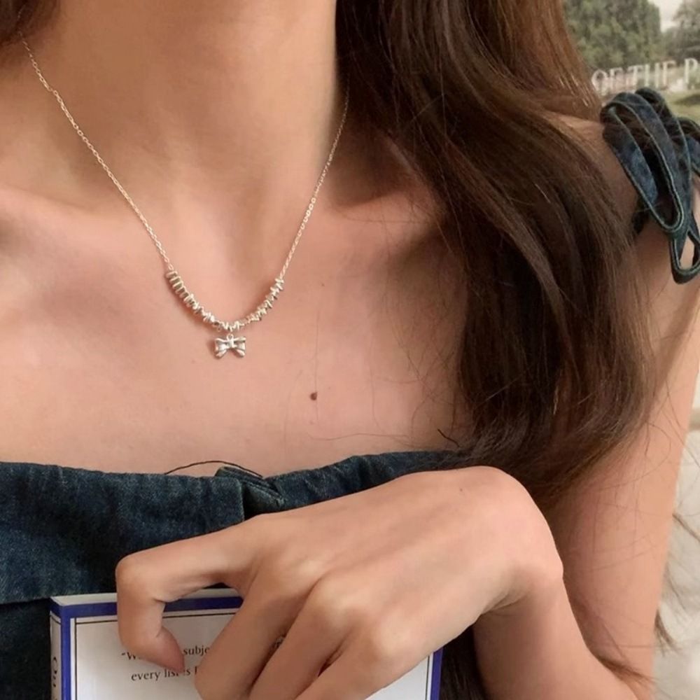 S925 gümüş inci kolye kadın kilitleme zinciri
