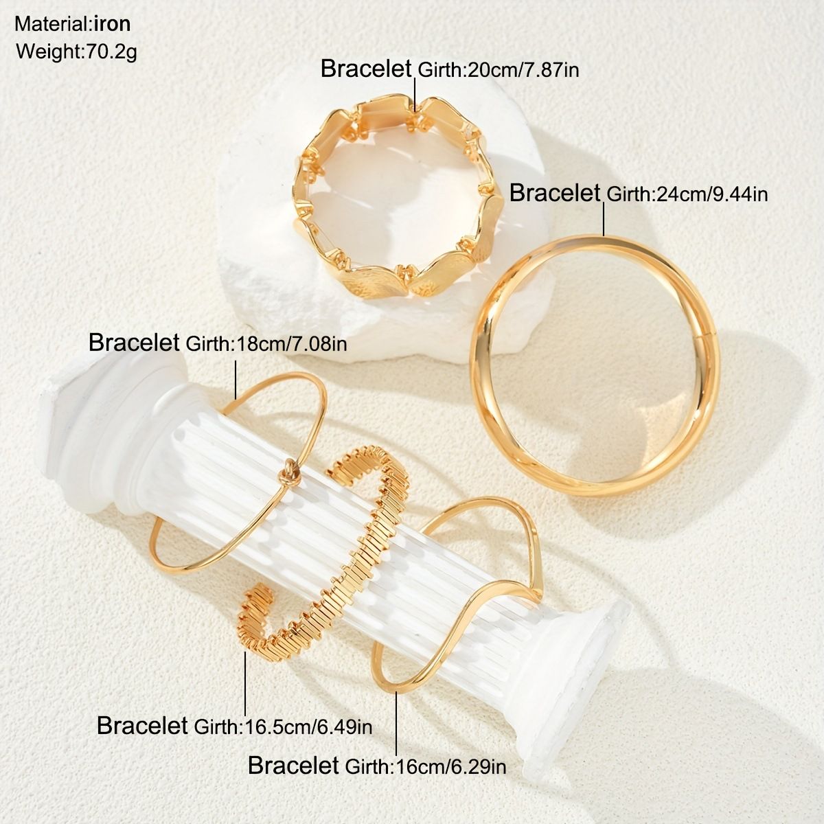 3er-Set geometrische mehrschichtige Wickel-Damenarmband im Punk-Stil