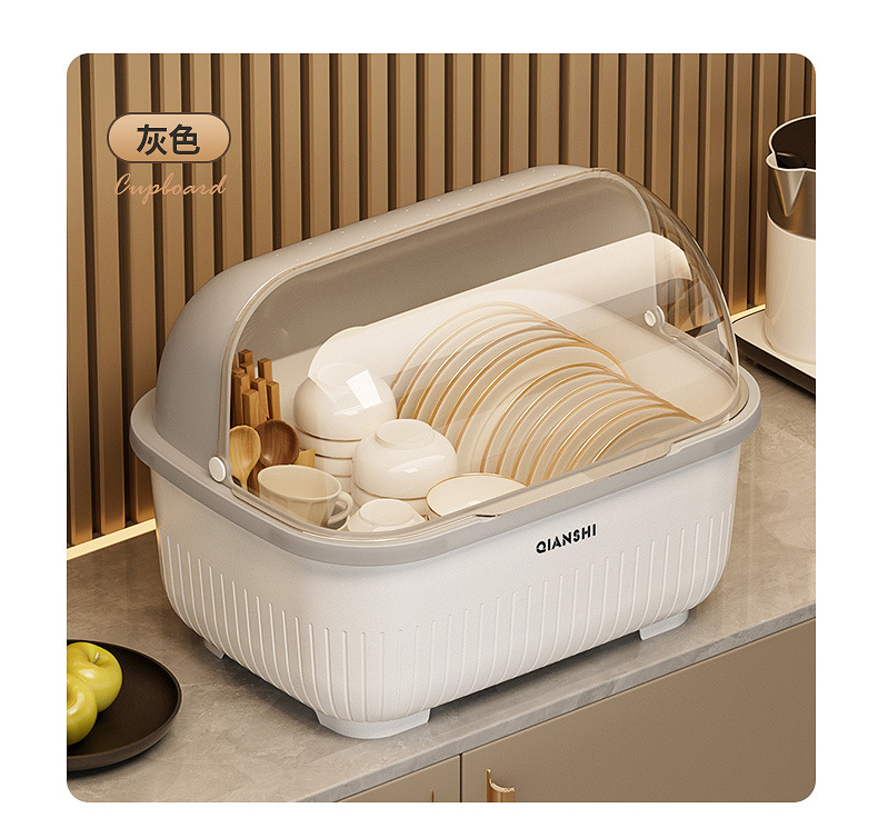 Kitchen cabinet with lid, dishware storage, dustproof
