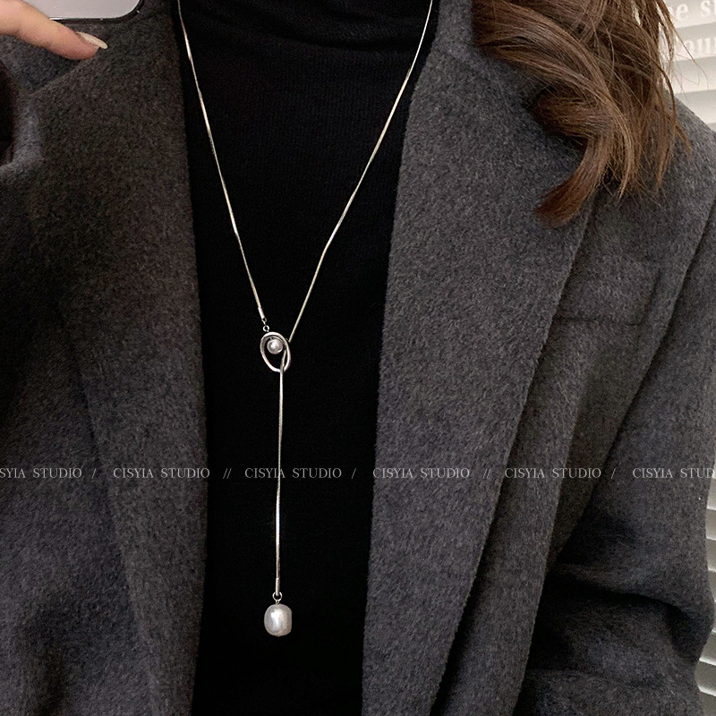 Lange Halskette Vintage Perlen Gold Pullover Kette elegant