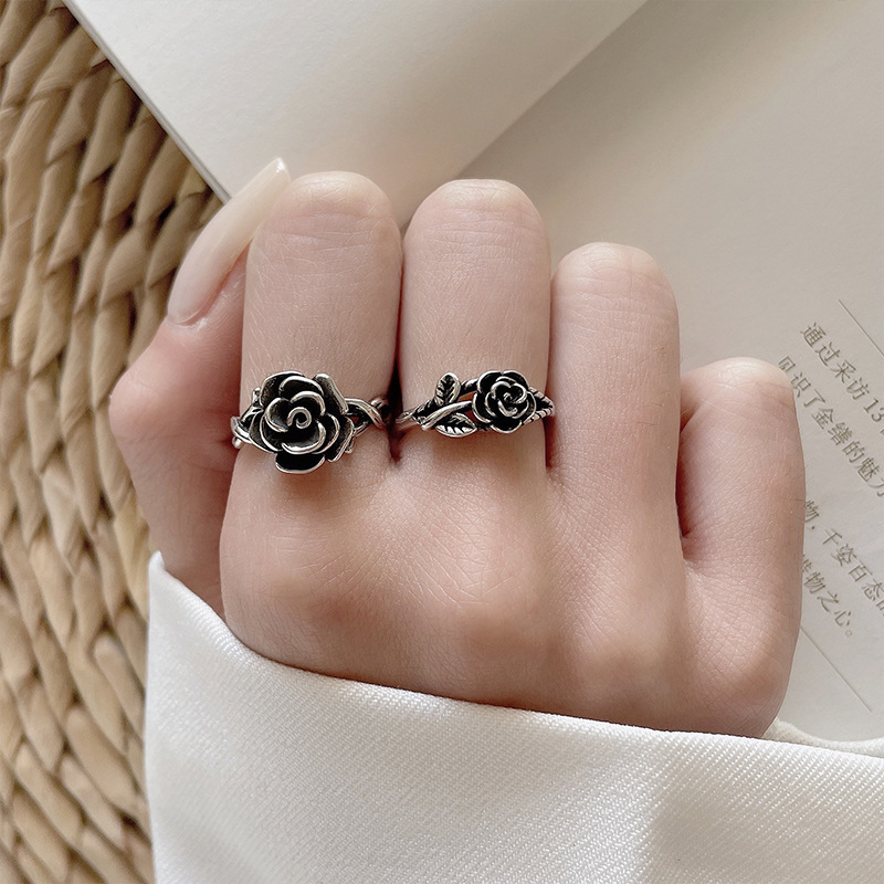 925 silver flower open ring, Thai silver, non-tarnishing