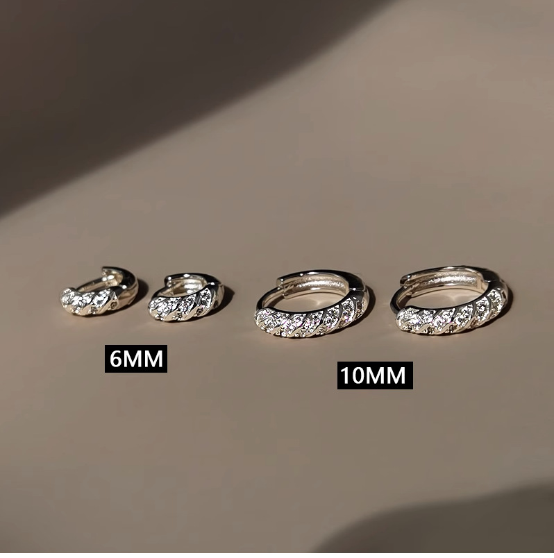 Diamond earrings, silver, luxury design, women's pierced earrings