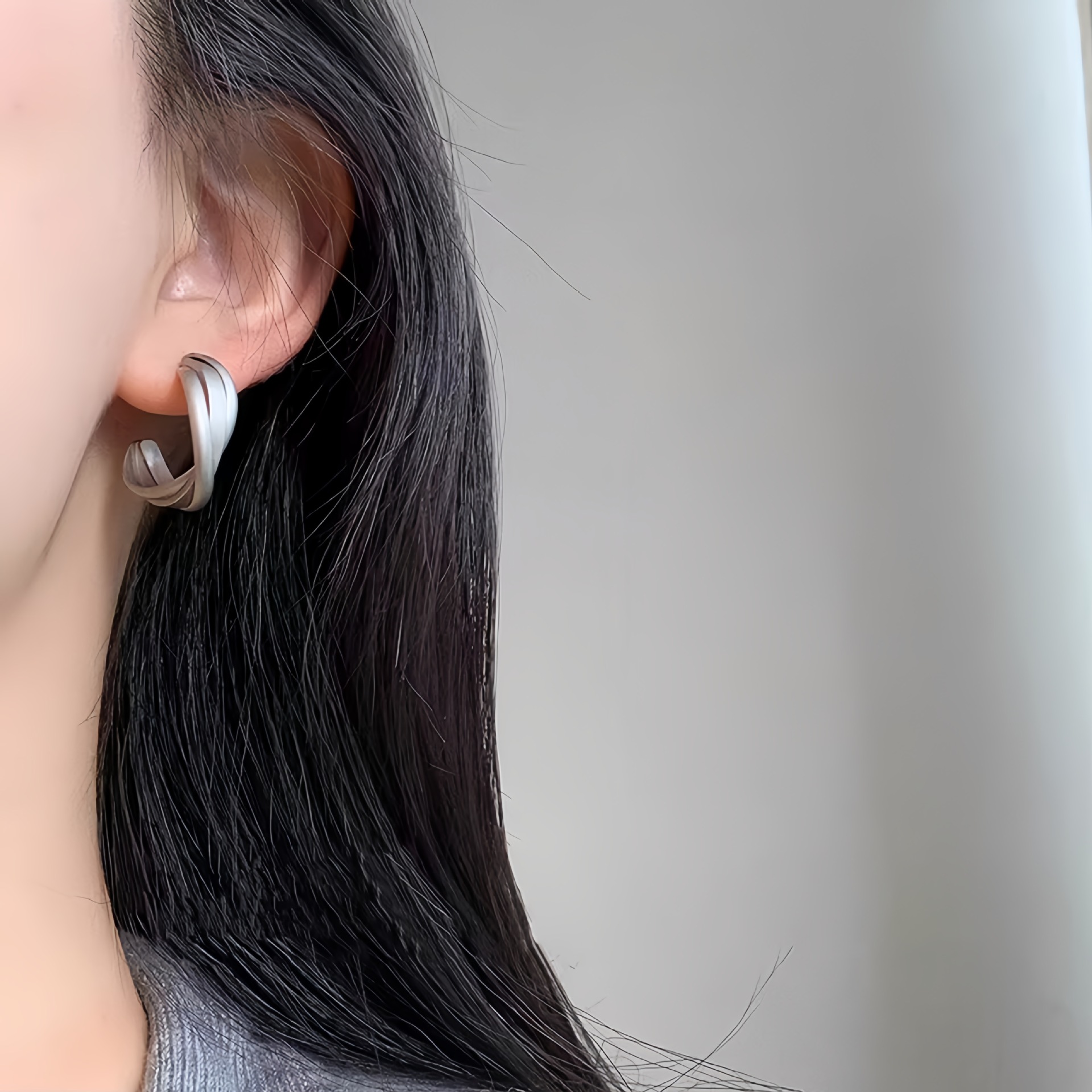 S999 Sterling Silver Geometric Cross Stud Earrings