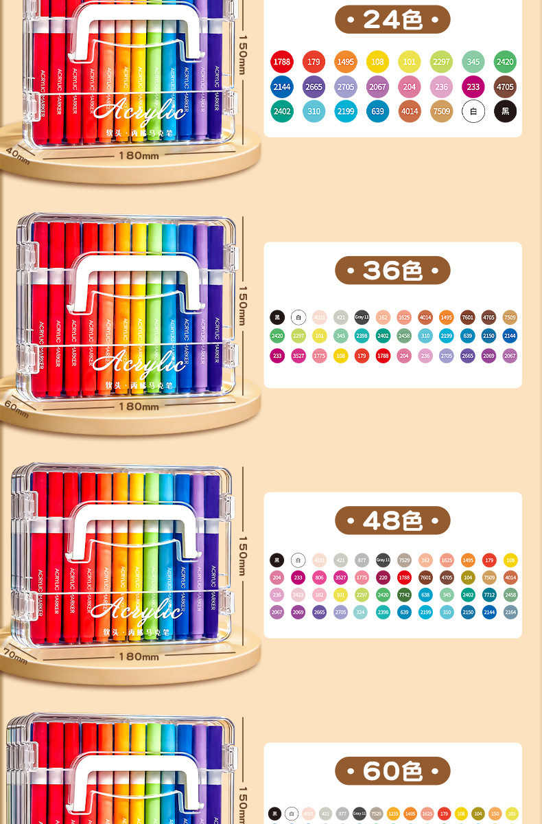 Acrylmarker-Set 24 Farben wasserfest für Schüler