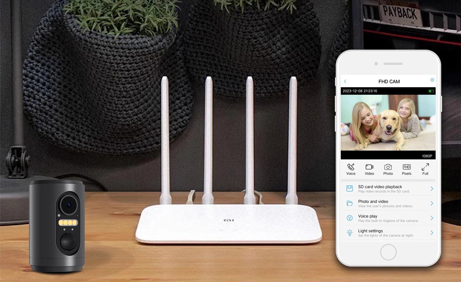 Kabellose WiFi-Sicherheitskamera mit Nachtsicht und Bewegungserkennung