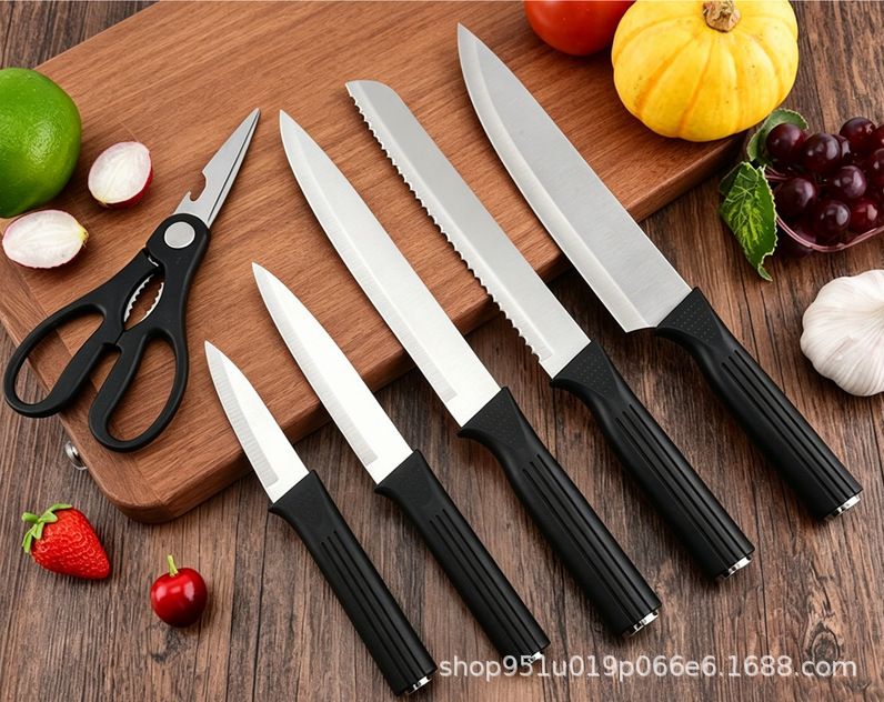Paslanmaz çelik mutfak bıçak seti, 7 parça, bıçak standı