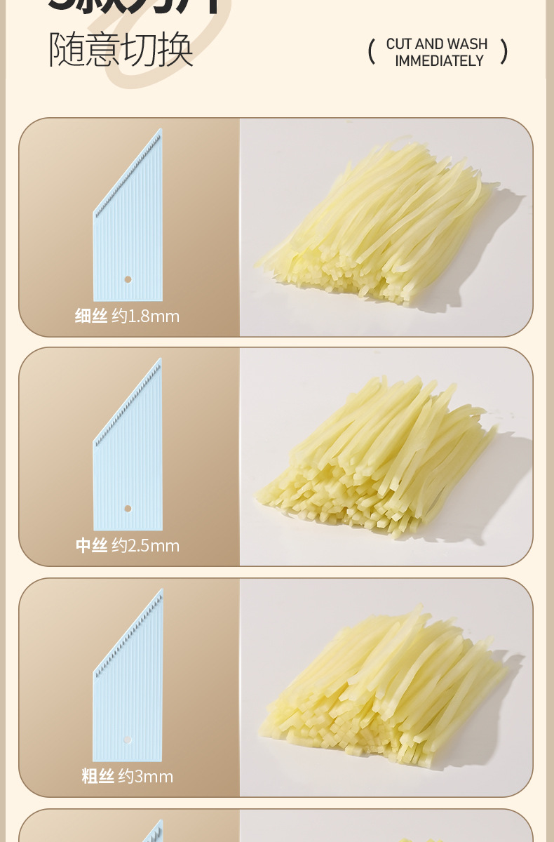 Multifunctional vegetable cutter with potato shredder, commercial