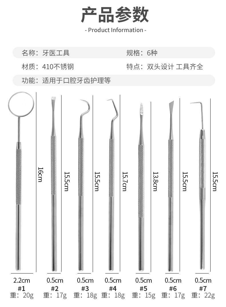 Stainless Steel Dental Cleaning Tool Set