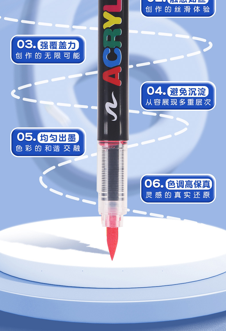 Cross-border bestselling mini liquid acrylic marker pens with soft tips, blendable, student art painting DIY set