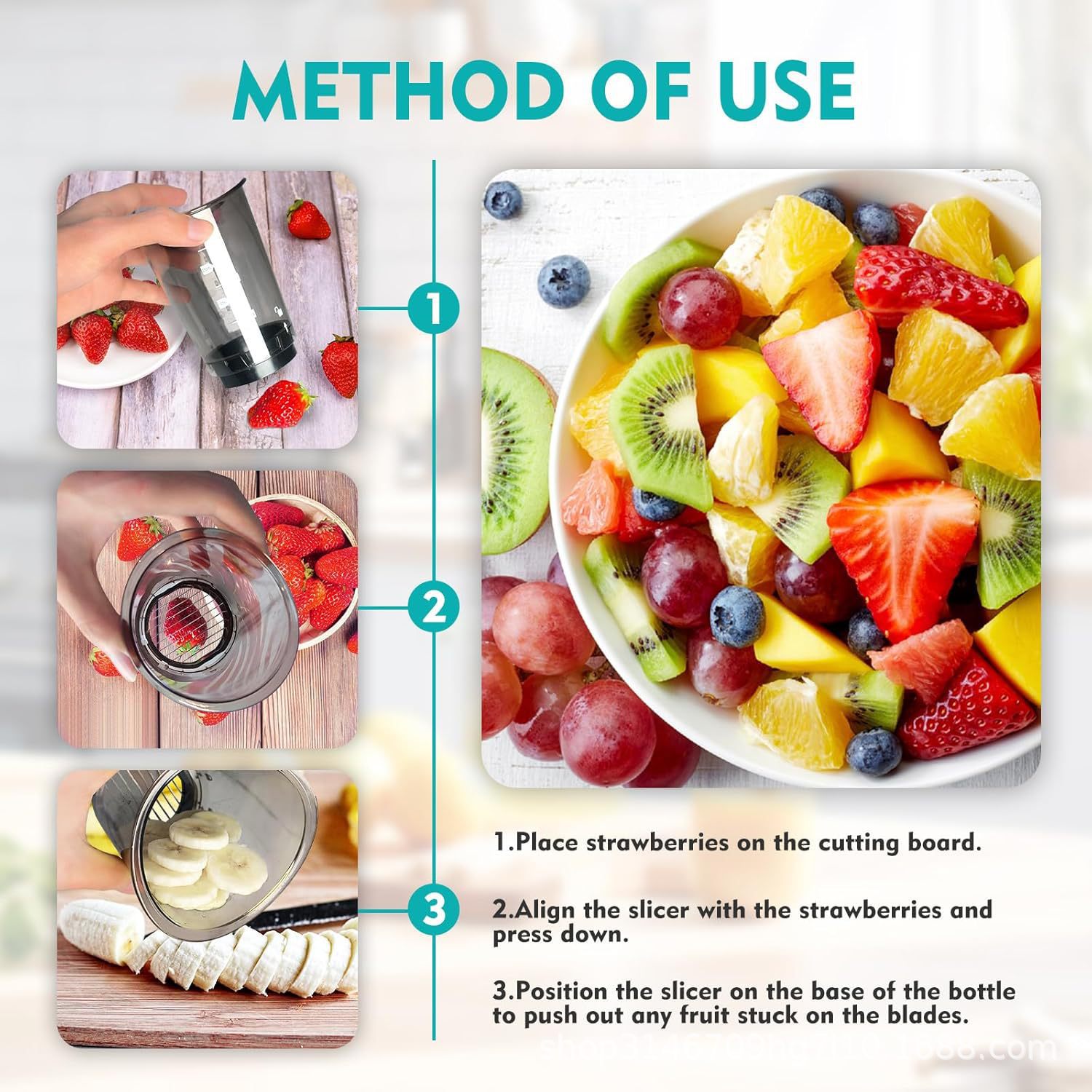 Multifunctional fruit and vegetable cutter for carrots, potatoes, strawberries