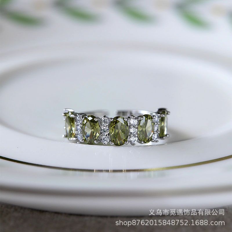Vintage sparkle zircon open ring for women