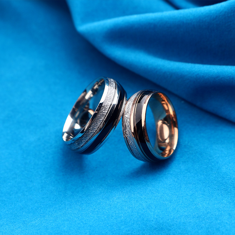 8MM stainless steel two-tone couple ring