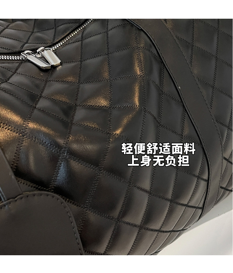 Travel duffel bag PU checkered, large capacity, waterproof