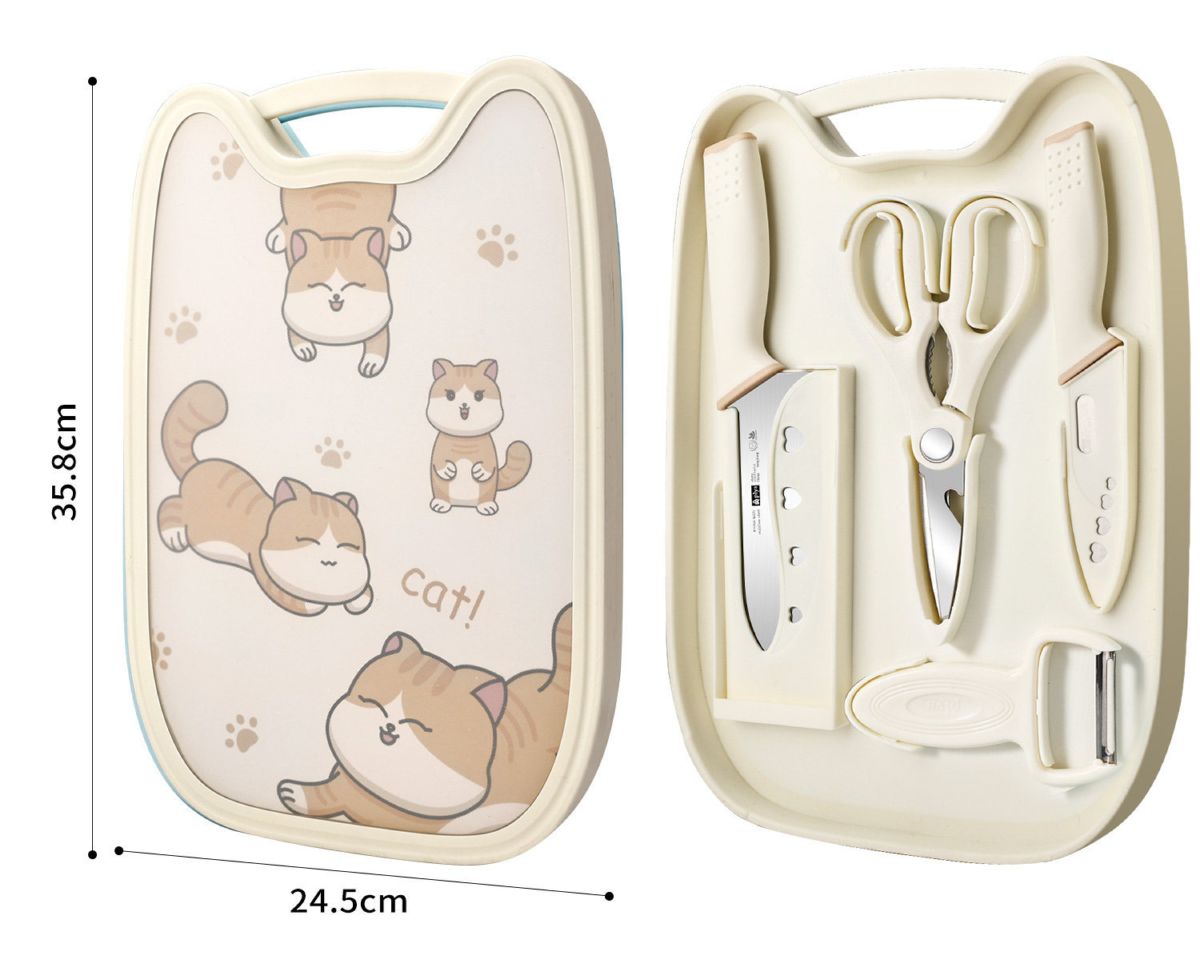 Kitchen knife and cutting board 2-in-1, baby food preparation set
