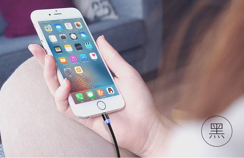 Manyetik şarj kablosu 3-in-1, yuvarlak kafa, Apple/Android/Type-C