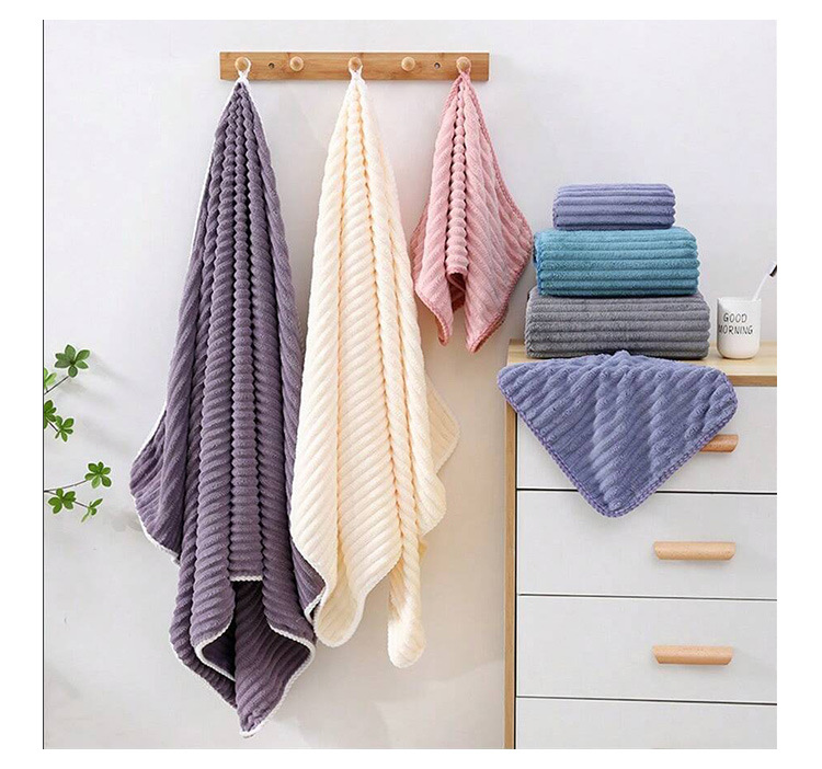 Badehandtuch-Set fünfteilig, Zuckersamt, fusselarm