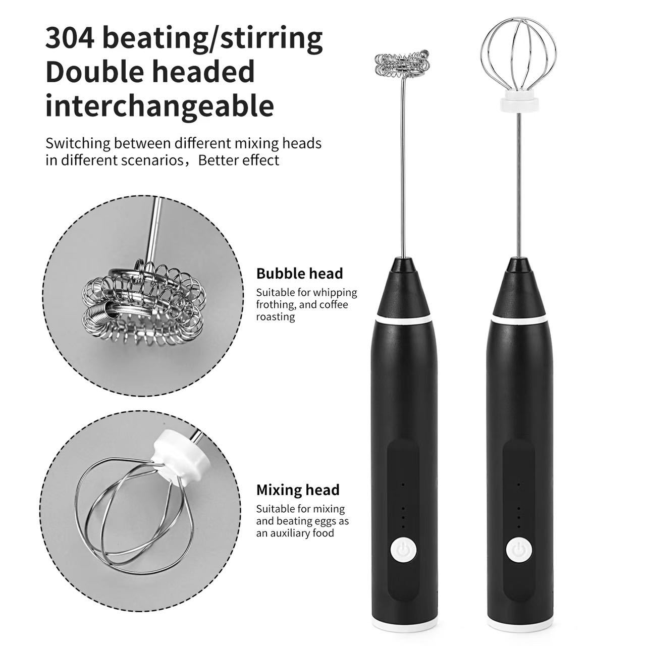Elektrischer Handmixer, Edelstahl, Mini tragbar für Eier und Getränke