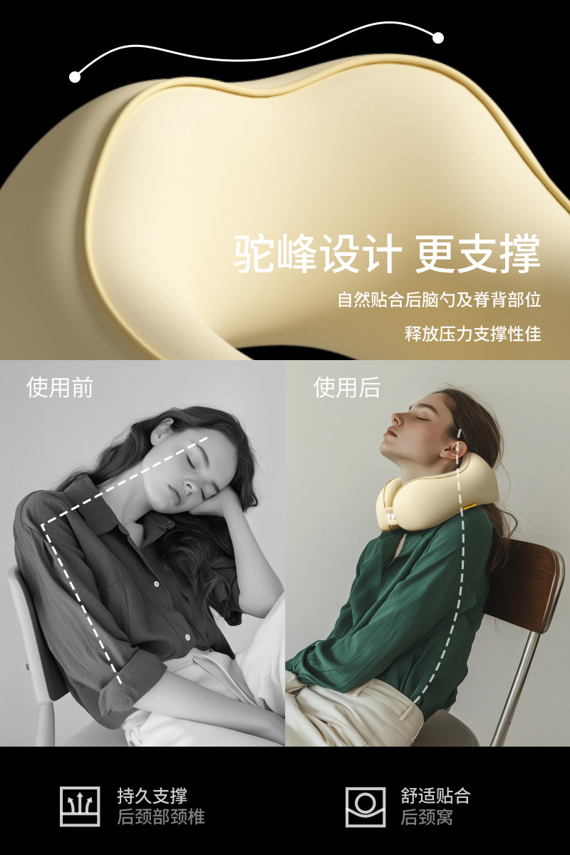 Memory foam U-shaped travel pillow for neck support