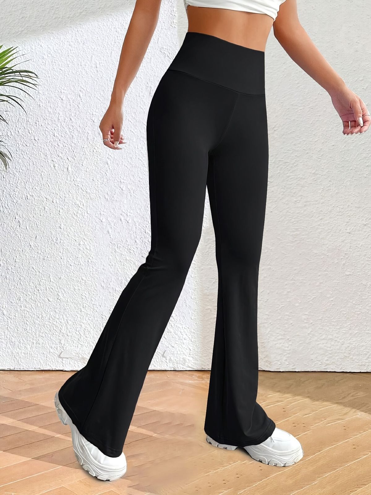 Women's high-waist flared yoga pants, high elasticity, body-shaping