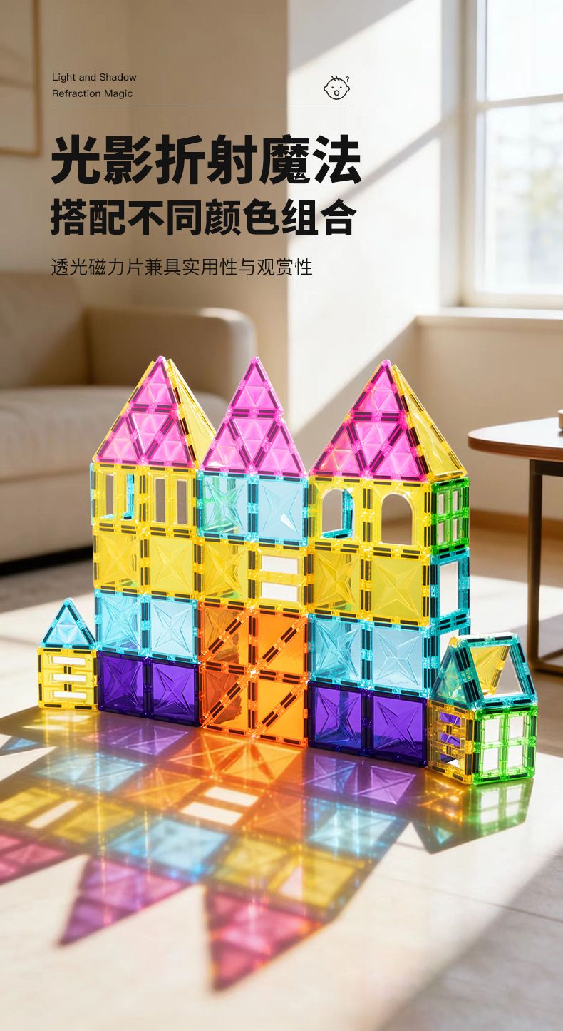 Magnetic building blocks with light and shadow effects