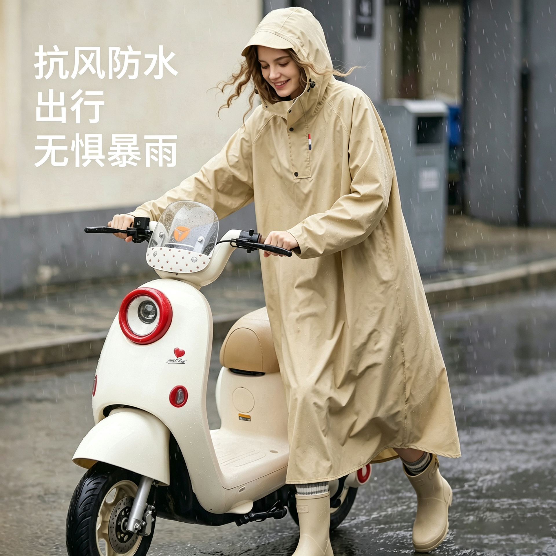 雨衣电动车跨境长款全身成人外穿骑行带袖子单人防暴雨电瓶车雨披