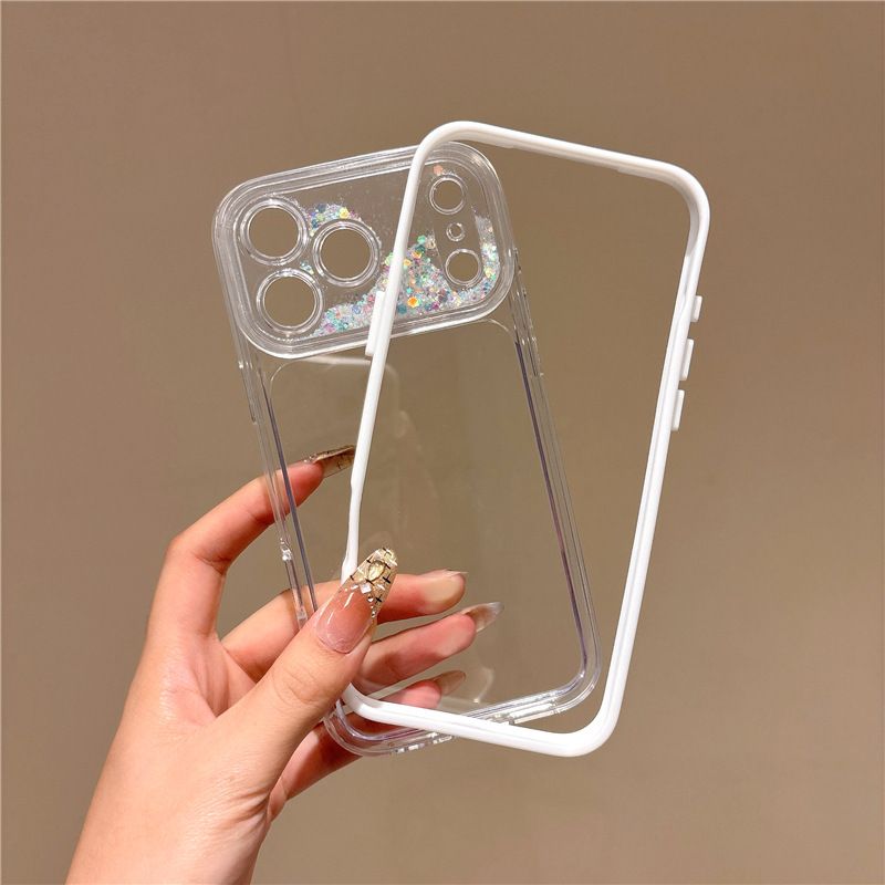 Işıltılı akışkan kum kamerası iPhone kılıfı, yumuşak, 13-17 Pro Max uyumlu