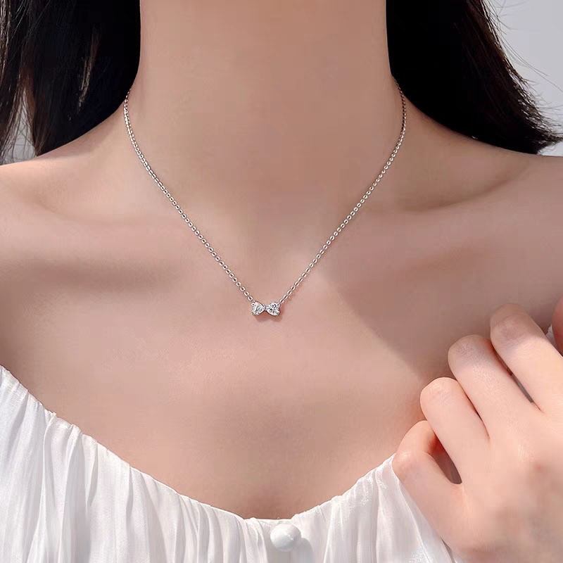 S999 Sterlingsilber Halskette Damen Zirkonia Schlüsselbein-Kette