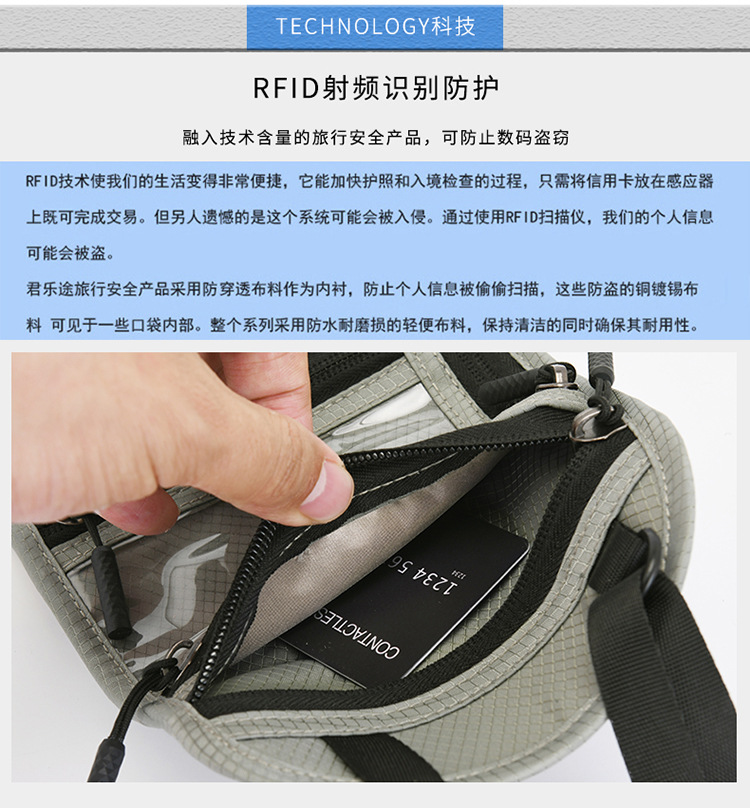 Document Bag with RFID Protection, Neck Hanging