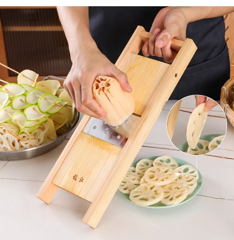 Ayarlanabilir ahşap sebze dilimleyici, patates ve salatalık için