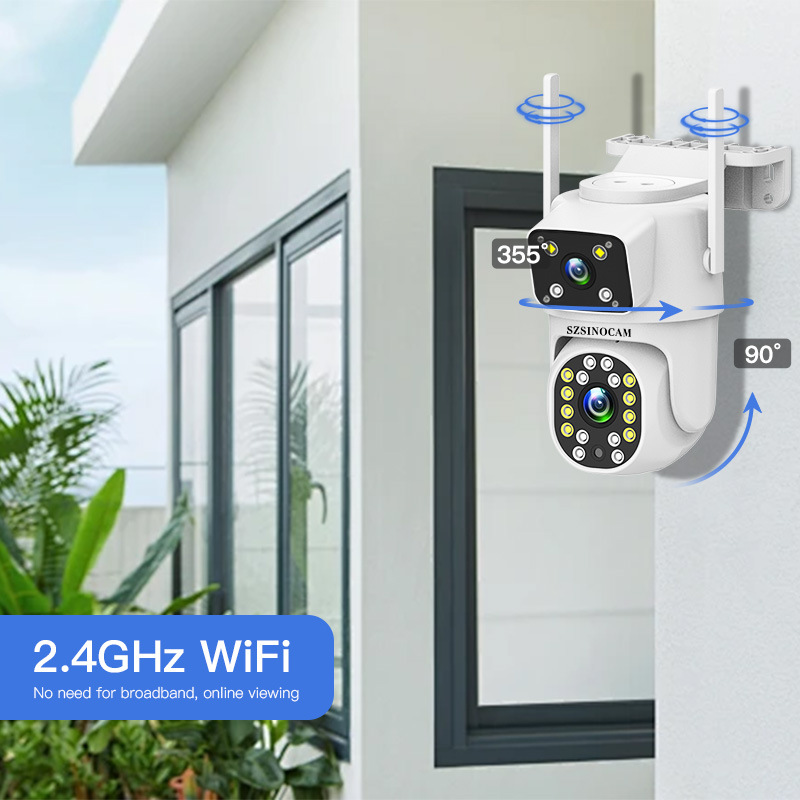 Dual-lens 2.4GHz wireless camera home security two-way intercom