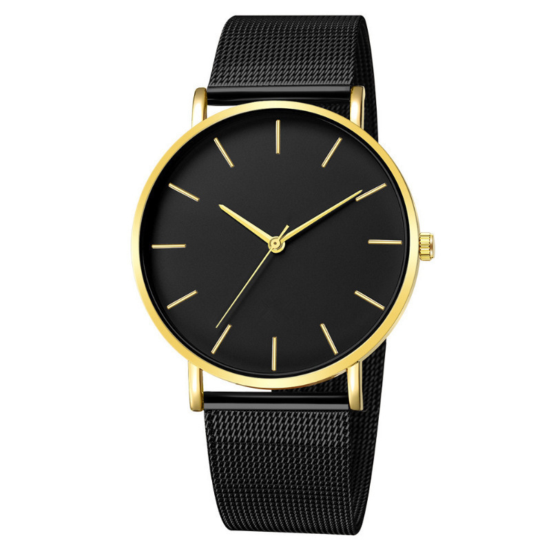 Men's quartz watch with mesh band, minimalist design